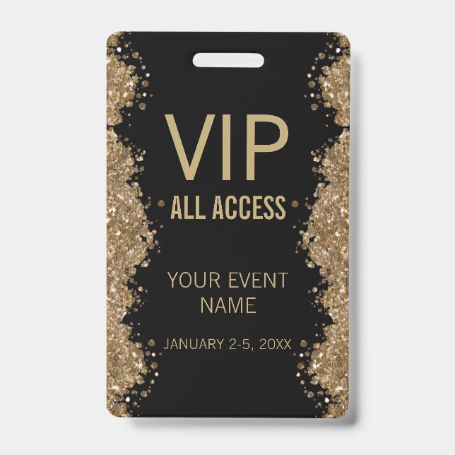 Badge Black Gold Glitter Event VIP All Access Pass ID  (Avant)