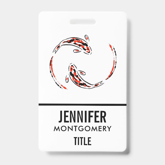 Badge Black & Red Japanese Koi Fish Artistic (Avant)