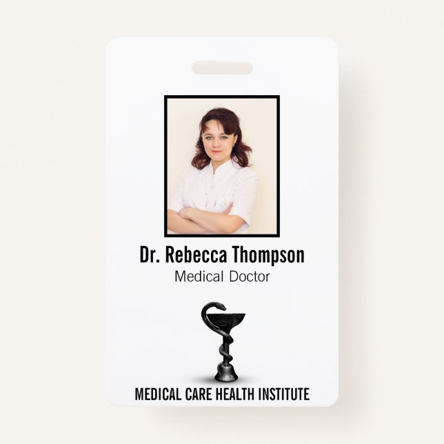 Badge Black Snake Bowl Hygieia Médicale White Photo ID (Devant)