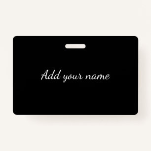 Badge Black solid add name text here throw pillo