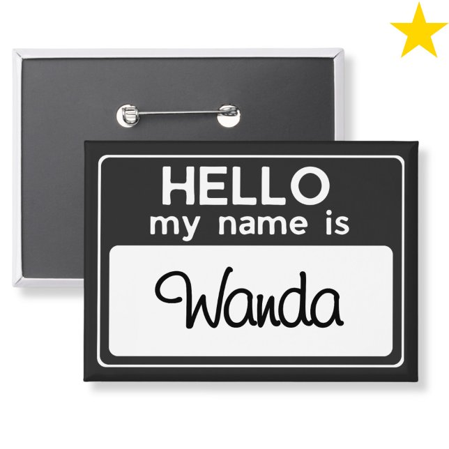 Badge Black White Custom Name Hello My Name Is (Créateur téléchargé)