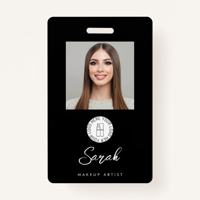 Badge Black White Logo Photo Makeup Employee (Devant)