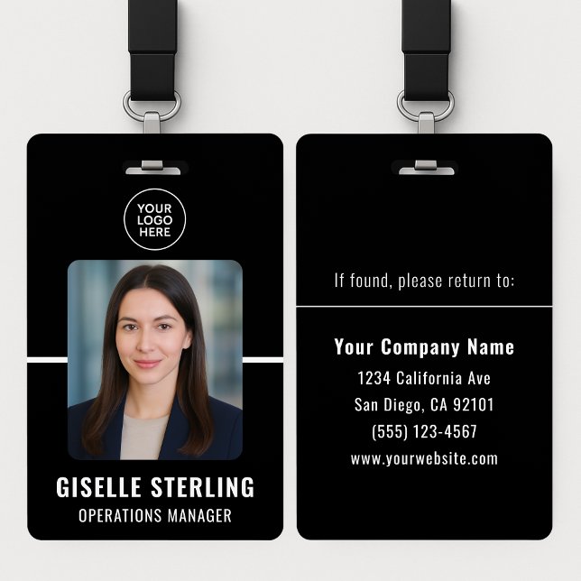 Badge Black White Personalized Employee ID Card (Créateur téléchargé)