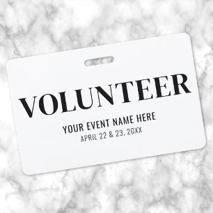 Badge Black White Volunteer Event
