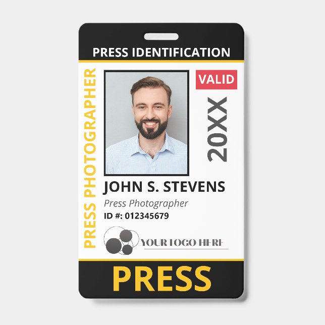 Badge Black Yellow Photo & Logo Press ID QR Code (Avant)