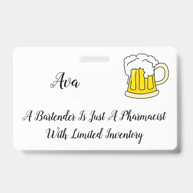 Badge Blague d'humoriste pharmacien barman (Avant)