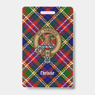 Badge Blason de Clan Christie sur tartan