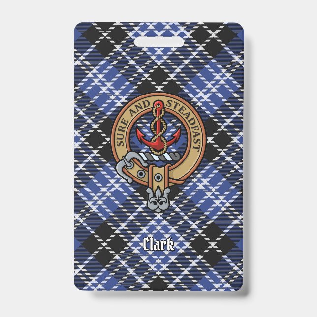 Badge Blason de Clan Clark sur tartan (Avant)