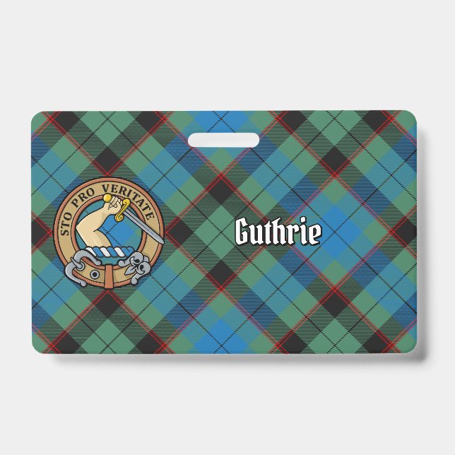 Badge Blason de Clan Guthrie sur tartan (Avant)