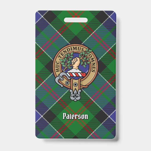 Badge Blason de Clan Paterson sur tartan (Avant)