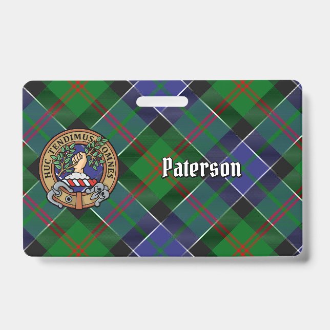 Badge Blason de Clan Paterson sur tartan (Avant)