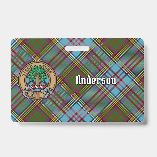 Badge Blason du clan Anderson sur tartan (Avant)