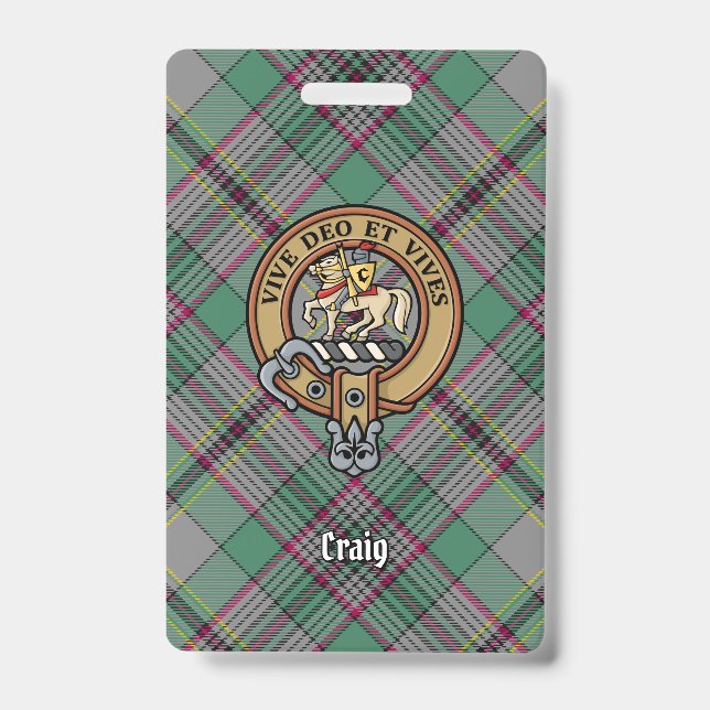 Badge Blason du Clan Craig sur tartan (Avant)