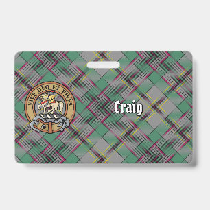 Badge Blason du Clan Craig sur tartan