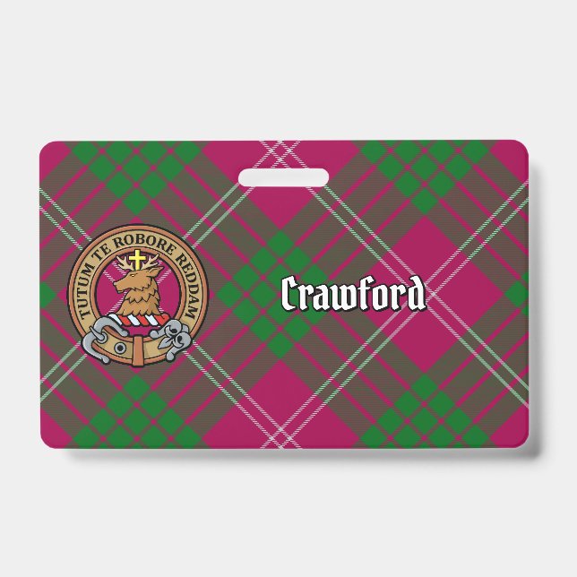 Badge Blason du clan Crawford sur tartan (Avant)
