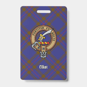 Badge Blason du clan Elliot sur tartan moderne