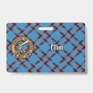 Badge Blason du clan Elliot sur un tartan ancien