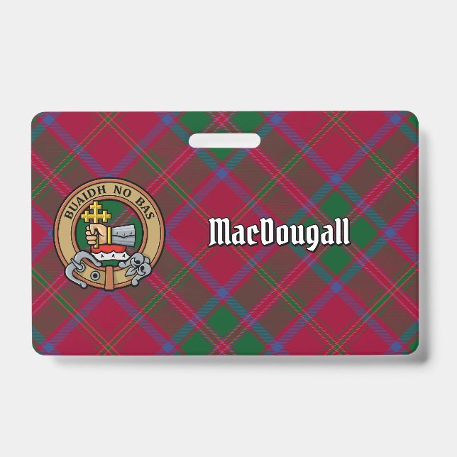 Badge Blason du clan MacDougall sur tartan (Avant)