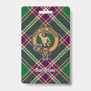 Badge Blason du clan MacFarlane sur tartan de chasse mod