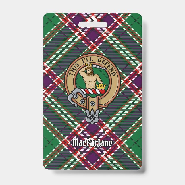 Badge Blason du clan MacFarlane sur tartan de chasse mod (Avant)