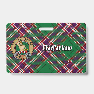 Badge Blason du clan MacFarlane sur tartan de chasse mod