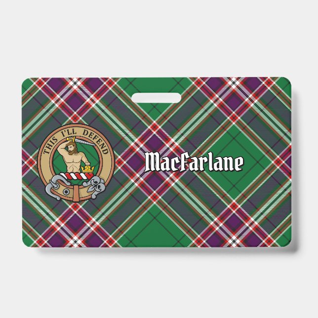 Badge Blason du clan MacFarlane sur tartan de chasse mod (Avant)