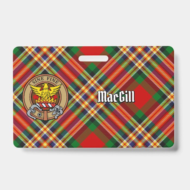 Badge Blason du clan MacGill sur tartan (Avant)