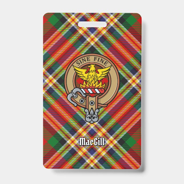 Badge Blason du clan MacGill sur tartan (Avant)