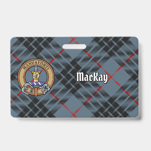 Badge Blason du clan MacKay sur tartan bleu