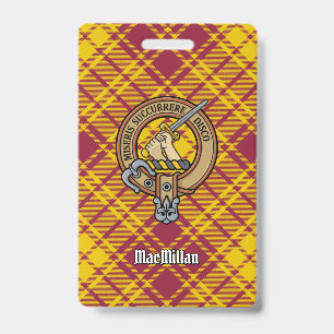 Badge Blason du clan MacMillan sur tartan de robe