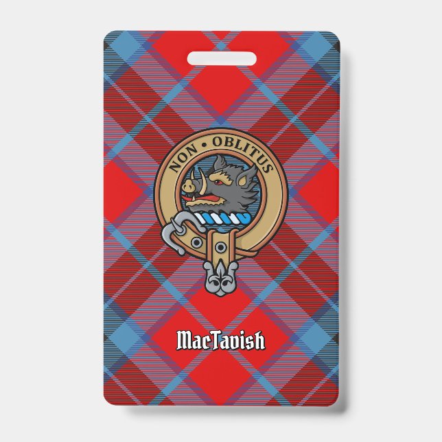 Badge Blason du clan MacTavish sur tartan (Avant)