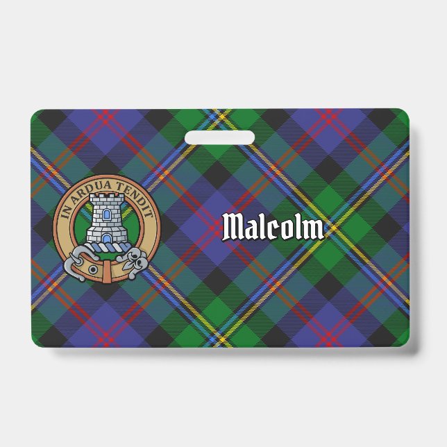 Badge Blason du clan Malcolm sur tartan (Avant)