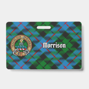 Badge Blason du clan Morrison sur tartan de chasse