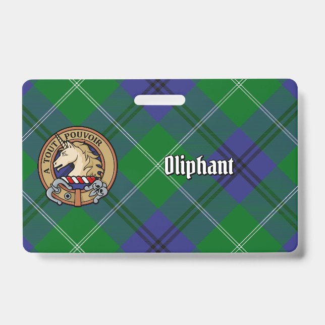 Badge Blason du clan Oliphant sur tartan (Avant)