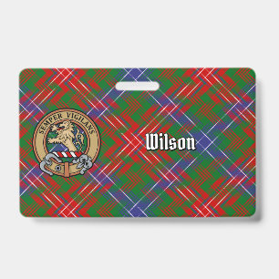 Badge Blason du Clan Wilson sur tartan moderne