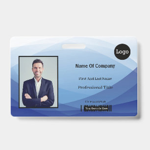 Badge Bleu Abstrait Affaires Photo Identification ID