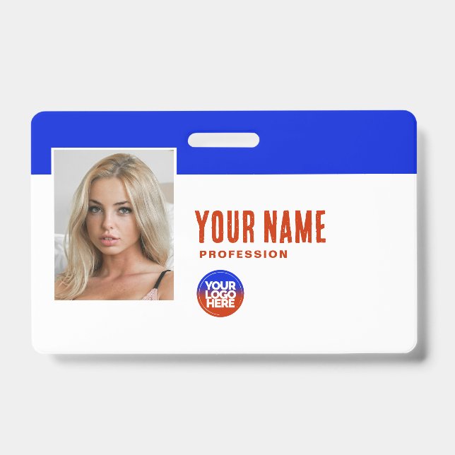 Badge Bleu | Carte d'identité de l'employé avec photo So (Avant)