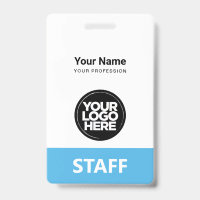 Bleu clair Nom de l'employé Logo d'entreprise Étiq