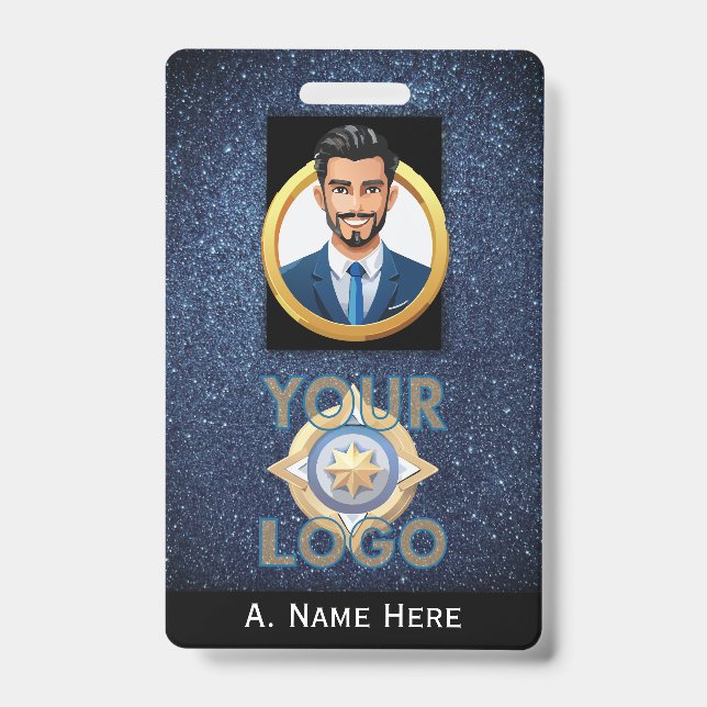 Badge Bleu foncé Insigne d'identification de sécurité in (Avant)