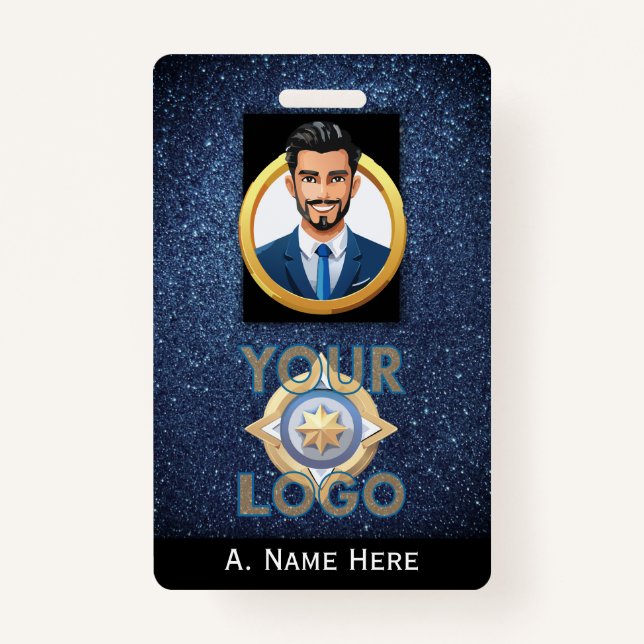 Badge Bleu foncé Insigne d'identification de sécurité in (Devant)