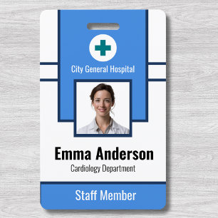 Badge Bleu   ID de photo d'employé de l'hôpital – Infirm