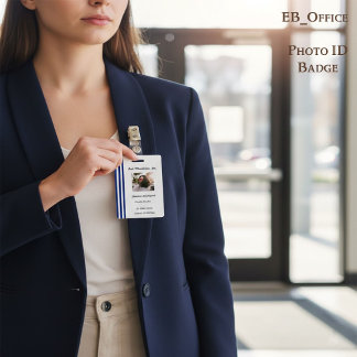 Badge Bleu Marine Rayures Blanches | Photo d'identité pr