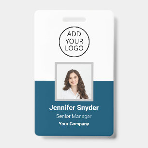 Badge Bleu Océan, Photo d'identité employé avec code QR,