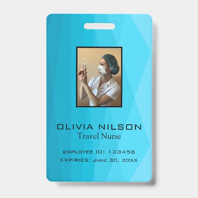 Badge Bleu Polygonal Et Photo (Avant)
