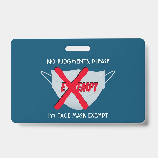 Badge Bleu sarcelle | EXONÉRÉ DE MASQUE FACIAL (Avant)