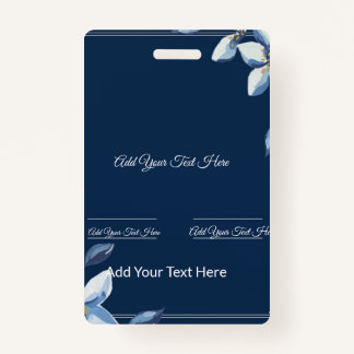 Badge Bleu victorien Floral Dusty Blue Mariage