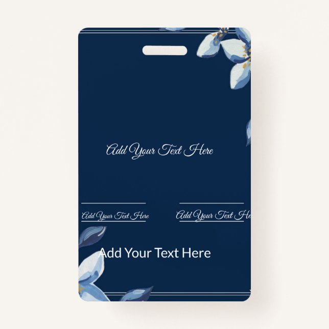 Badge Bleu victorien Floral Dusty Blue Mariage (Devant)