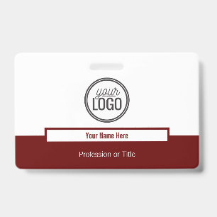 Badge Bloc de couleur rouge foncé simple pour nom profes