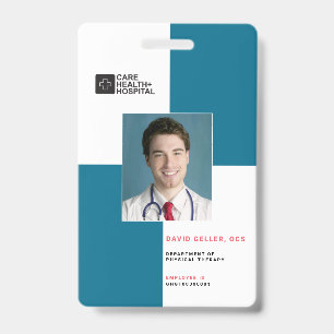 Badge Blocs d'identité médicale + Code-barres   Vertical