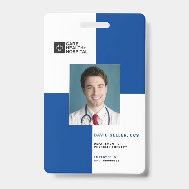 Badge Blocs ID de personnel médical + Code-barres | Vert (Avant)